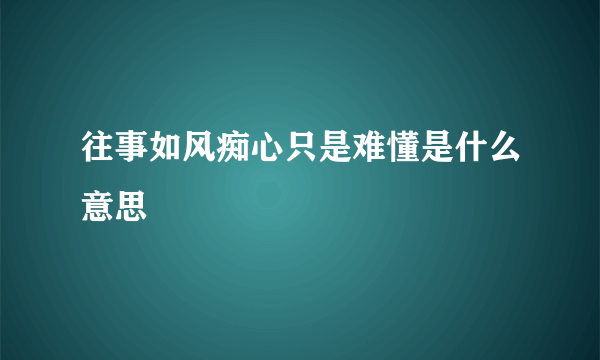 往事如风痴心只是难懂是什么意思