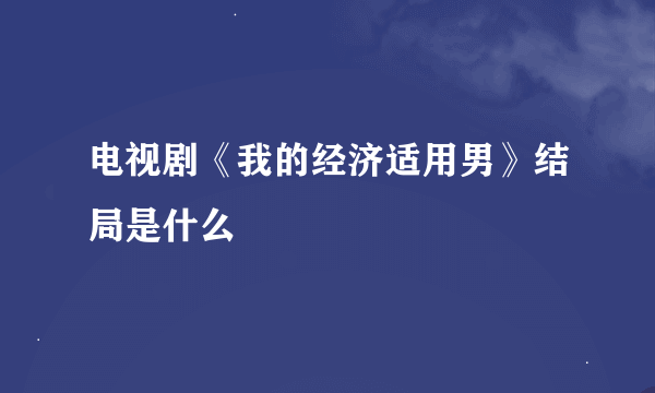 电视剧《我的经济适用男》结局是什么