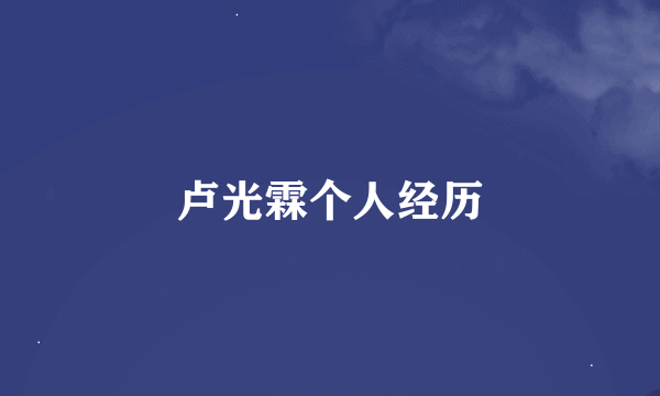 卢光霖个人经历
