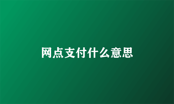网点支付什么意思
