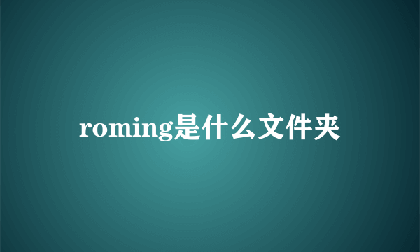 roming是什么文件夹
