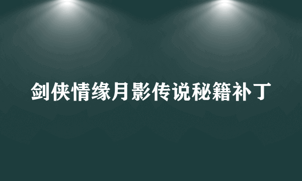 剑侠情缘月影传说秘籍补丁