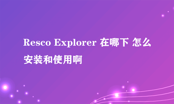 Resco Explorer 在哪下 怎么安装和使用啊