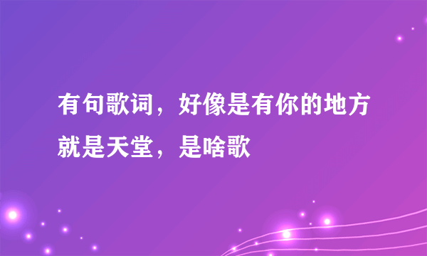 有句歌词，好像是有你的地方就是天堂，是啥歌