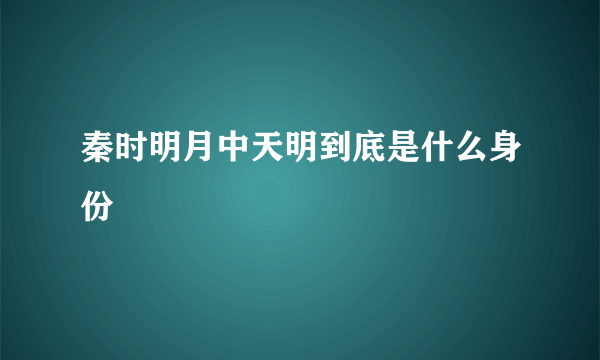秦时明月中天明到底是什么身份