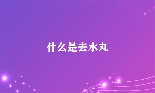 什么是去水丸