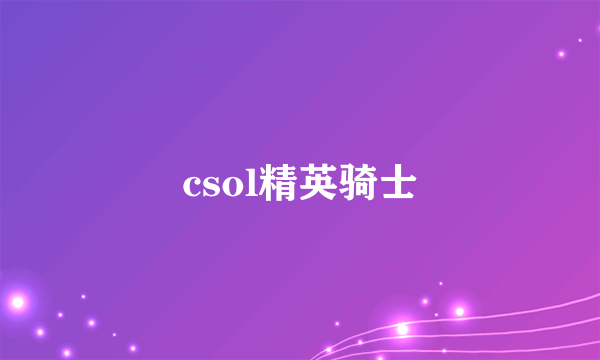 csol精英骑士