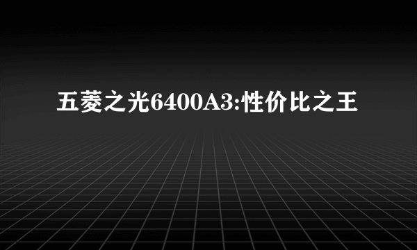 五菱之光6400A3:性价比之王