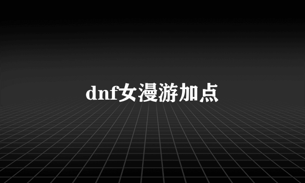 dnf女漫游加点