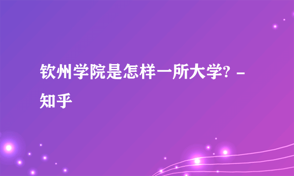 钦州学院是怎样一所大学? - 知乎