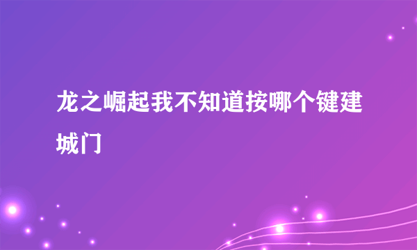 龙之崛起我不知道按哪个键建城门