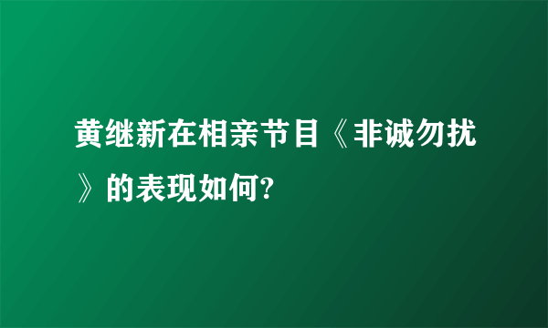 黄继新在相亲节目《非诚勿扰》的表现如何?