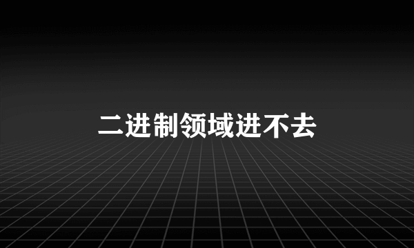 二进制领域进不去