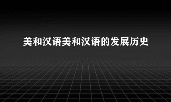 美和汉语美和汉语的发展历史