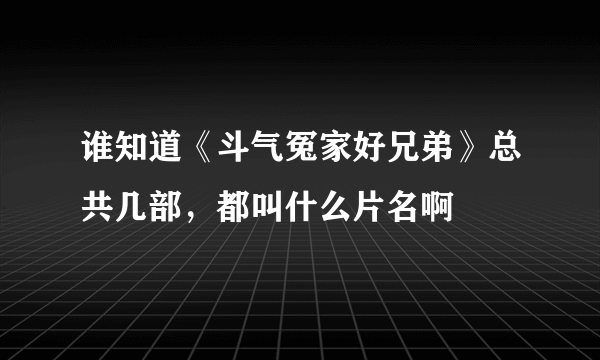 谁知道《斗气冤家好兄弟》总共几部，都叫什么片名啊