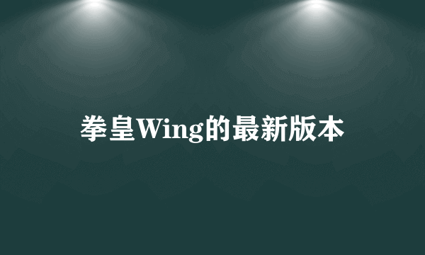 拳皇Wing的最新版本
