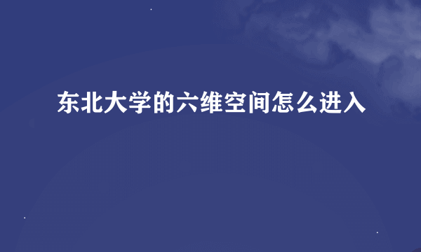 东北大学的六维空间怎么进入