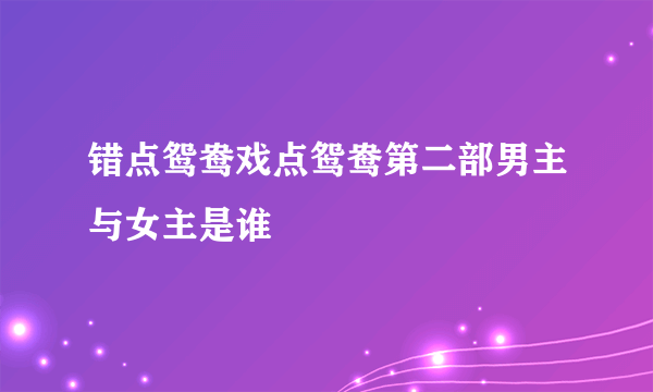 错点鸳鸯戏点鸳鸯第二部男主与女主是谁
