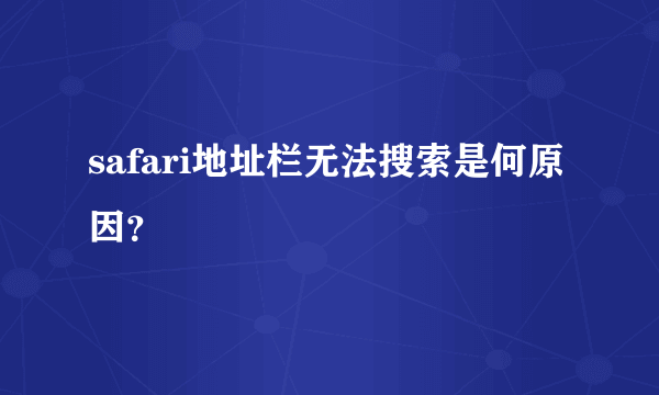 safari地址栏无法搜索是何原因？
