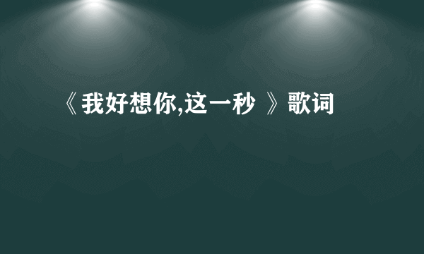 《我好想你,这一秒 》歌词