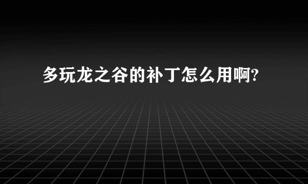 多玩龙之谷的补丁怎么用啊?