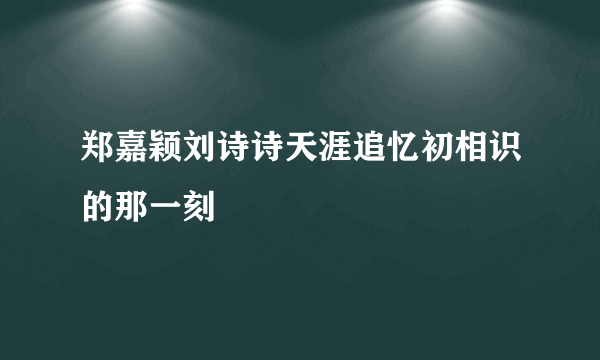 郑嘉颖刘诗诗天涯追忆初相识的那一刻