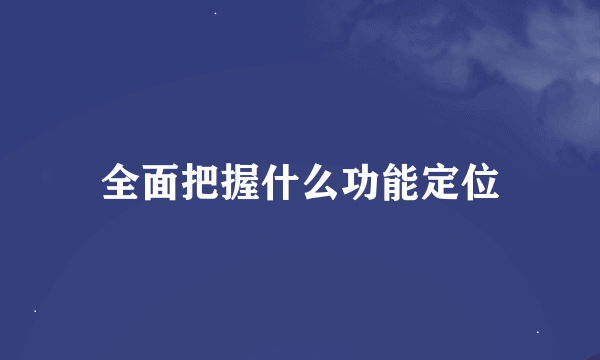 全面把握什么功能定位