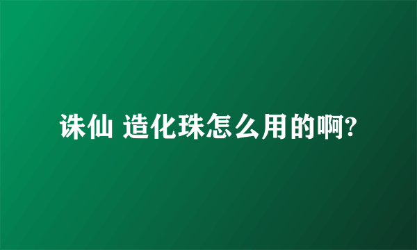 诛仙 造化珠怎么用的啊?