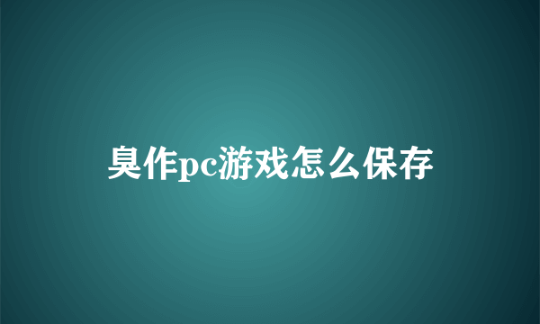 臭作pc游戏怎么保存