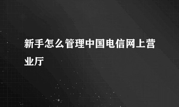 新手怎么管理中国电信网上营业厅
