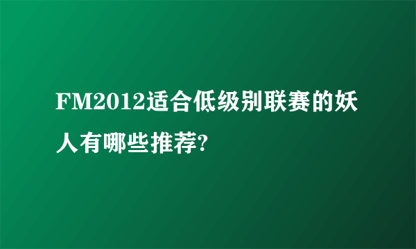 FM2012适合低级别联赛的妖人有哪些推荐?