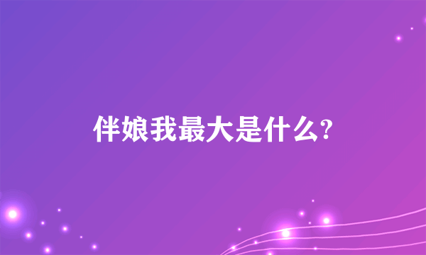 伴娘我最大是什么?