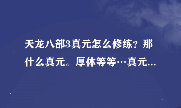 天龙八部3真元怎么修练？那什么真元。厚体等等…真元精粹怎么用？