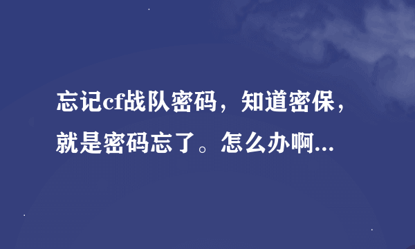 忘记cf战队密码，知道密保，就是密码忘了。怎么办啊！那个朋友帮帮我啊 ！