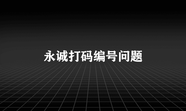 永诚打码编号问题