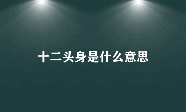 十二头身是什么意思
