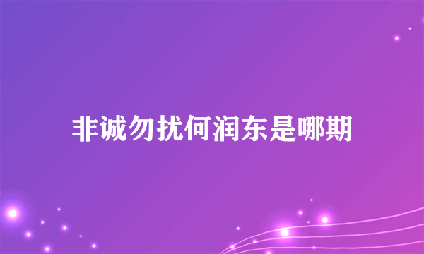 非诚勿扰何润东是哪期