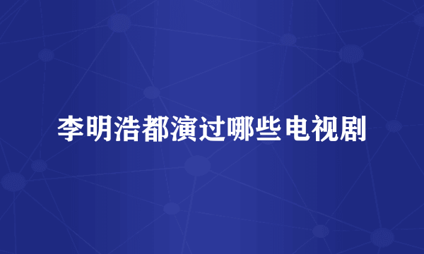 李明浩都演过哪些电视剧