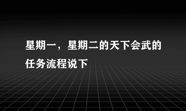 星期一，星期二的天下会武的任务流程说下