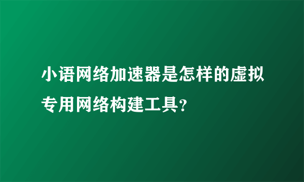 小语网络加速器是怎样的虚拟专用网络构建工具？