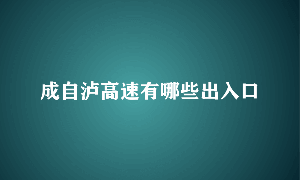 成自泸高速有哪些出入口