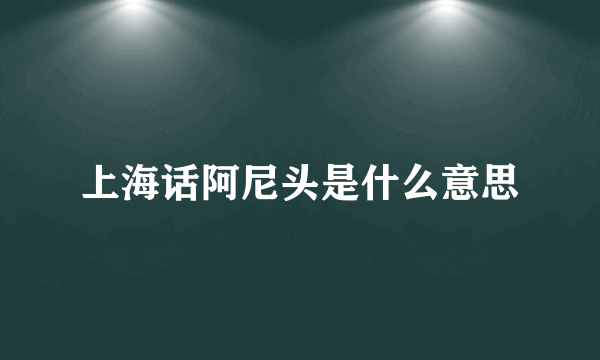上海话阿尼头是什么意思