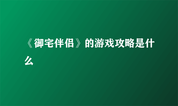 《御宅伴侣》的游戏攻略是什么