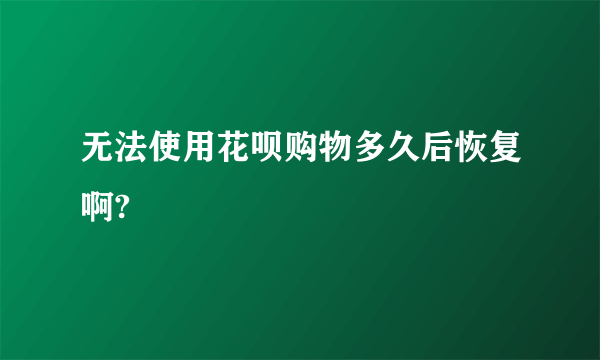 无法使用花呗购物多久后恢复啊?