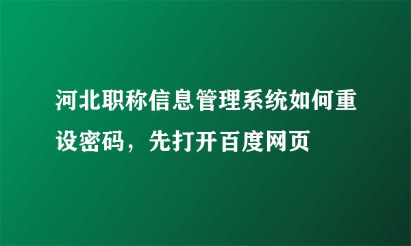 河北职称信息管理系统如何重设密码，先打开百度网页