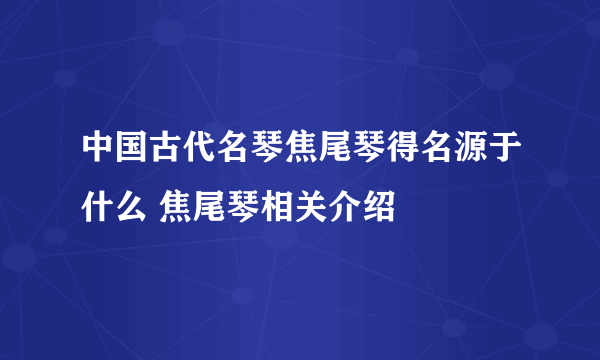 中国古代名琴焦尾琴得名源于什么 焦尾琴相关介绍
