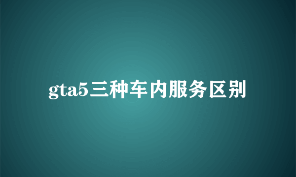 gta5三种车内服务区别