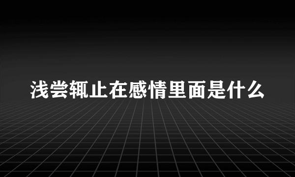 浅尝辄止在感情里面是什么