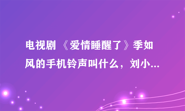 电视剧 《爱情睡醒了》季如风的手机铃声叫什么，刘小贝的手机铃声是什么？