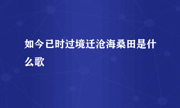 如今已时过境迁沧海桑田是什么歌